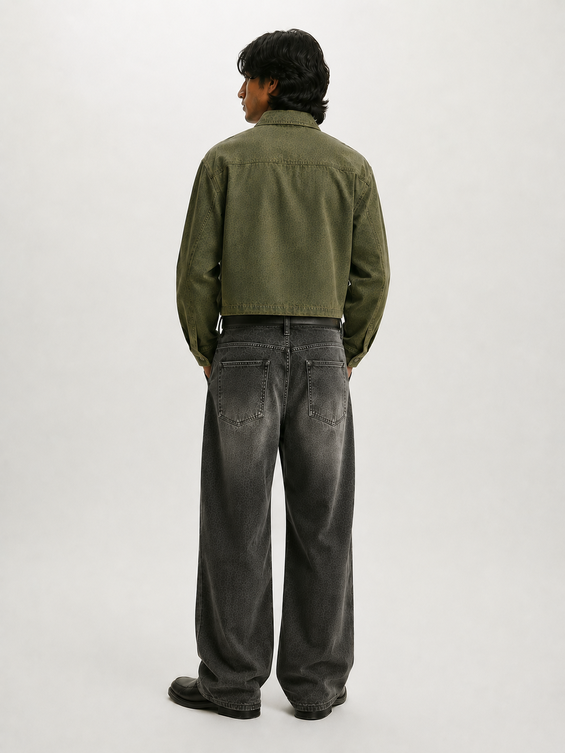 Olive green washed boxy shirt