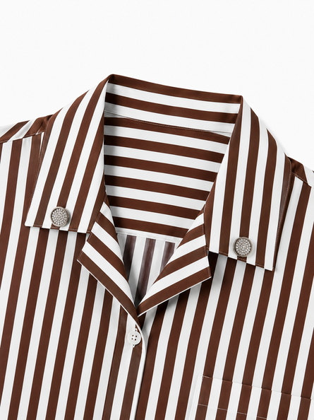 Mocha Striped Boxy Crop Shirt