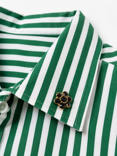 Mint Green Striped Boxy Crop Shirt