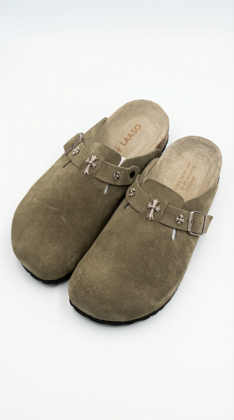 Olive cross clogs