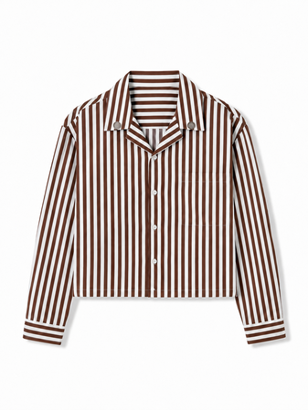 Mocha Striped Boxy Crop Shirt