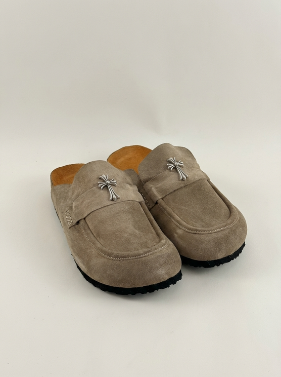 Suede Cork Mule Loafers